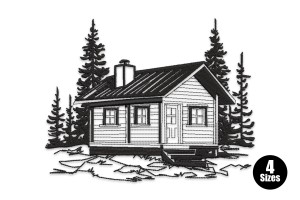 Rustic Cabin Embroidery Design