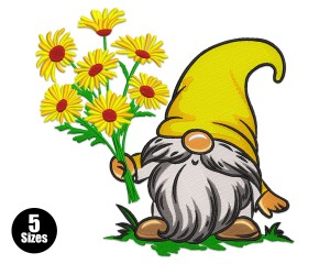 Hello Spring Gnome Machine Embroidery Design