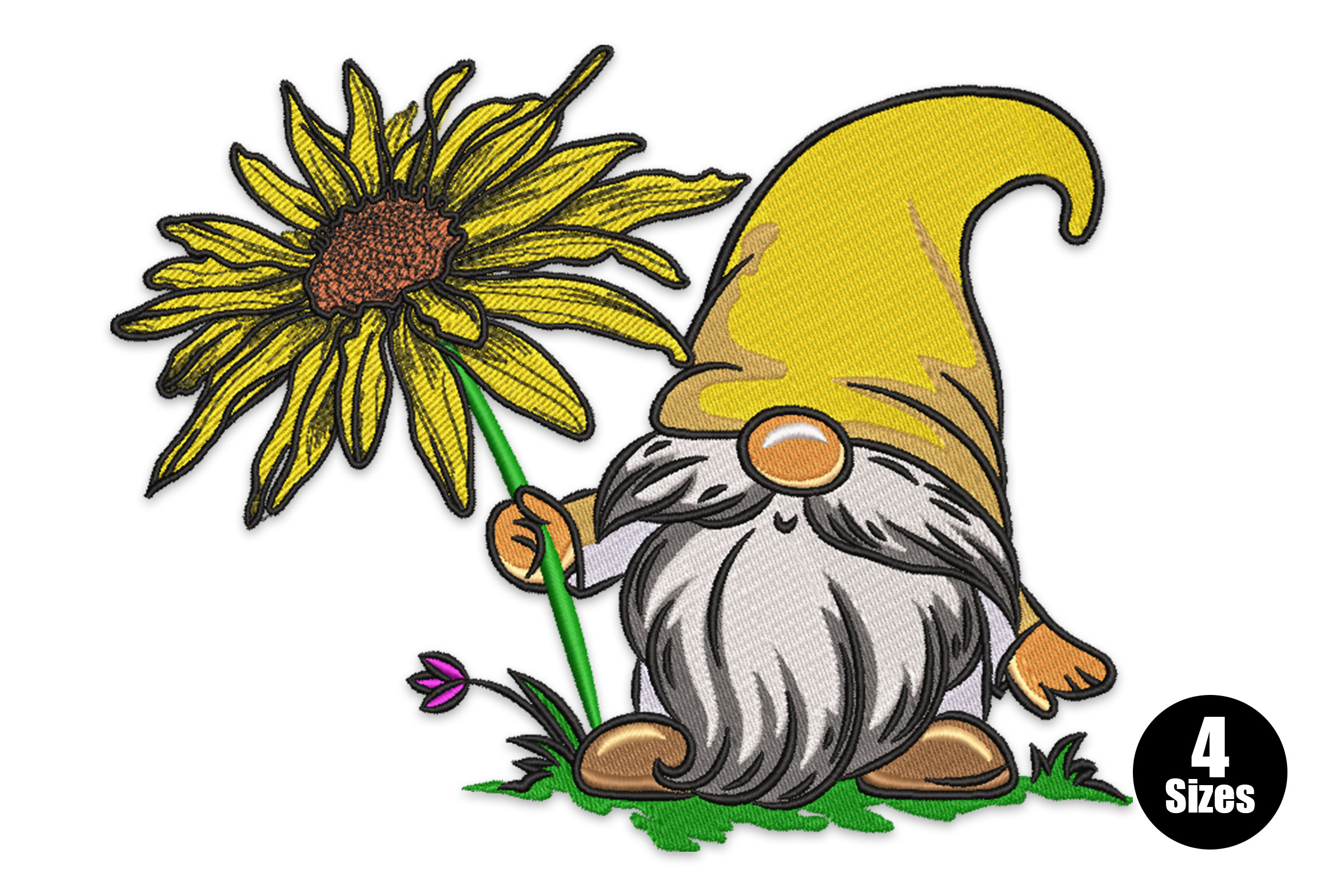 Free Gnome with Sunflower Machine Embroidery Design