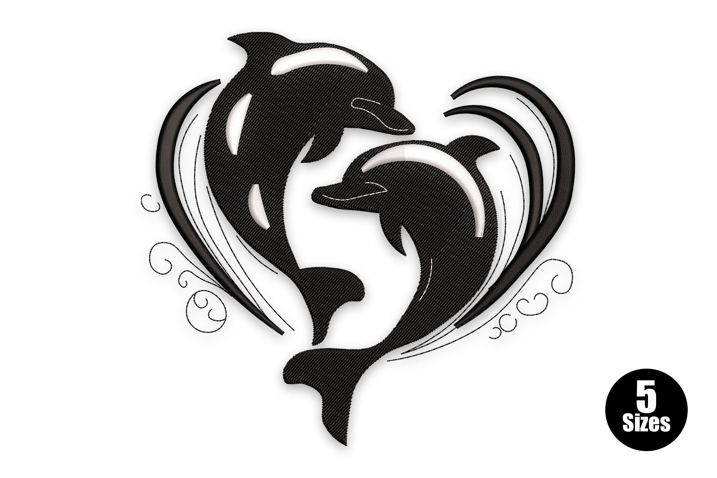 Dolphin Heart Embroidery Design