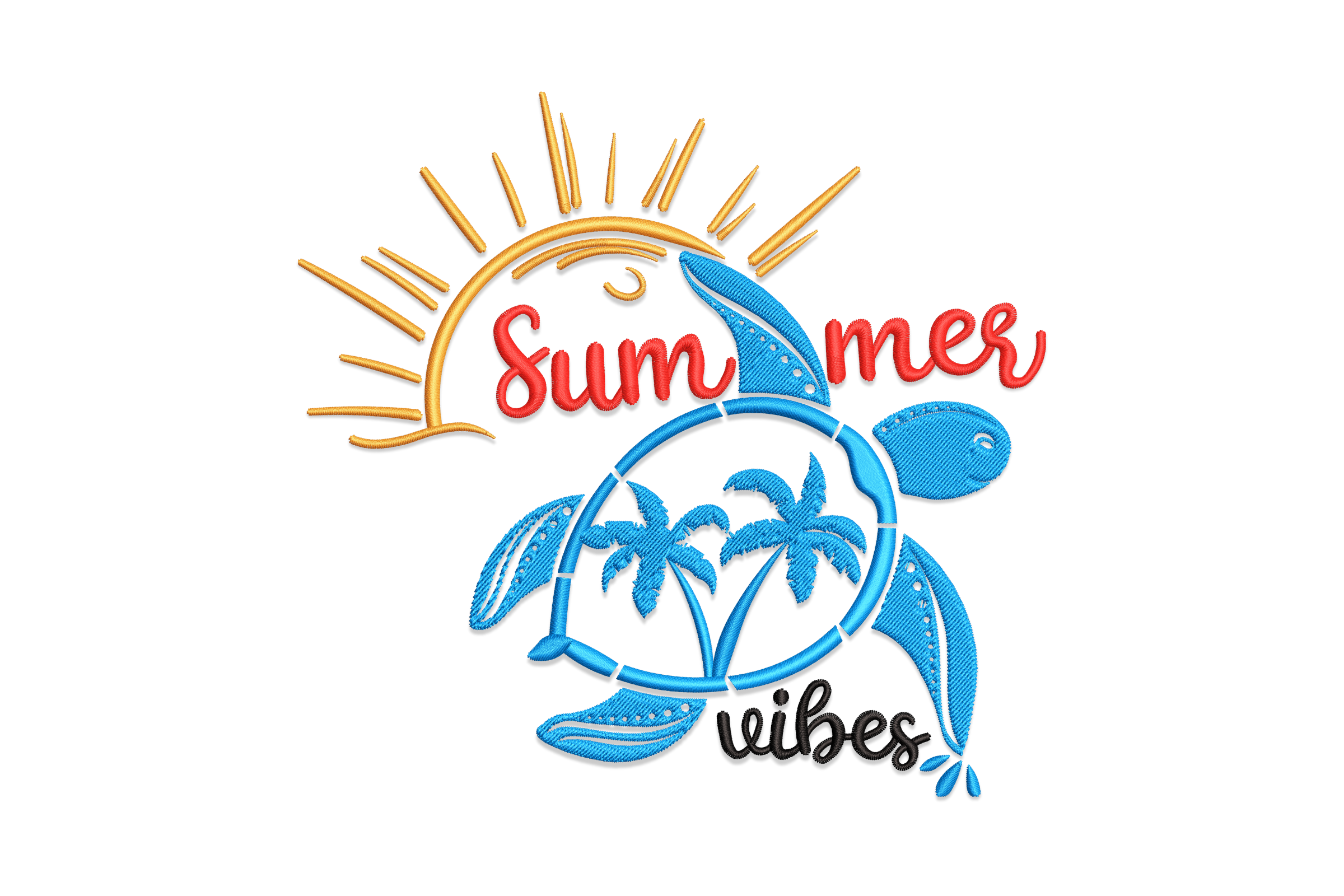 Free Summer Vibes Turtle Machine Embroidery Design