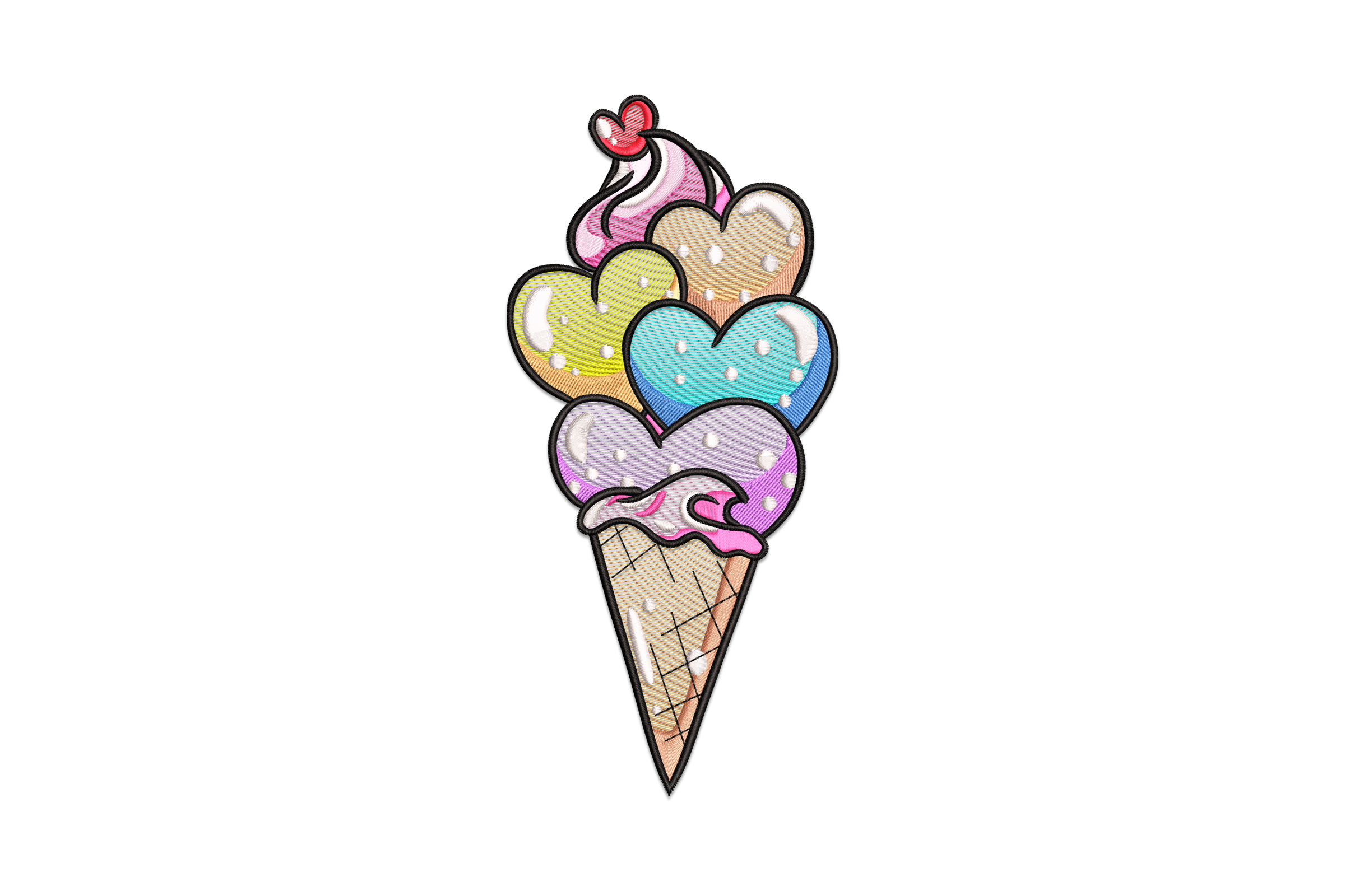 Ice Cream Cone Embroidery Design