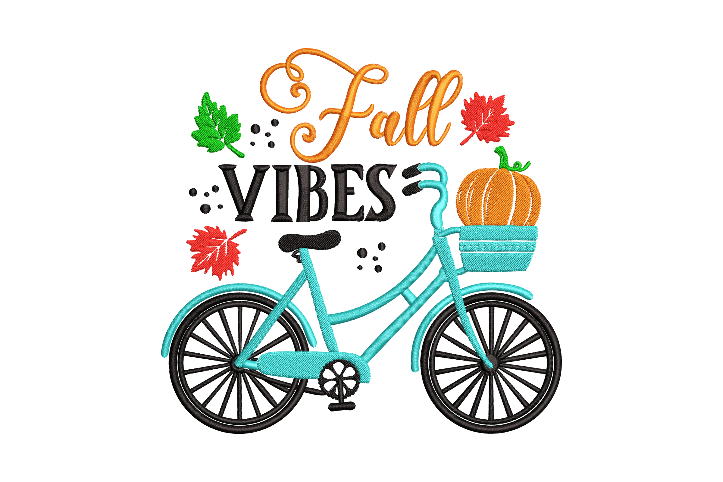 Fall Vibes Bicycle Embroidery Design