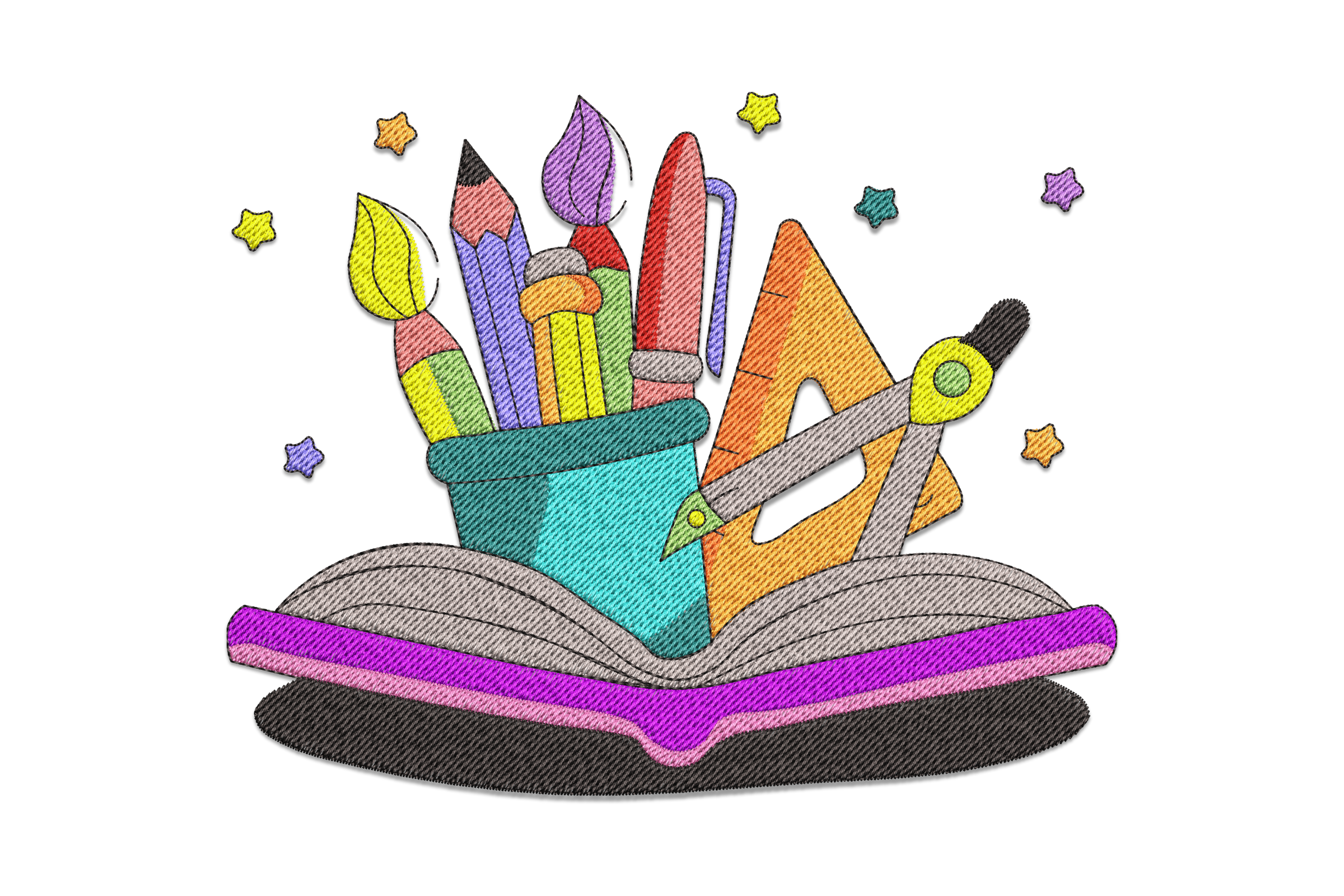 Free Open Book with Stationery Machine Embroidery Design