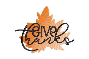 Give Thanks Maple Leaf Embroidery Design