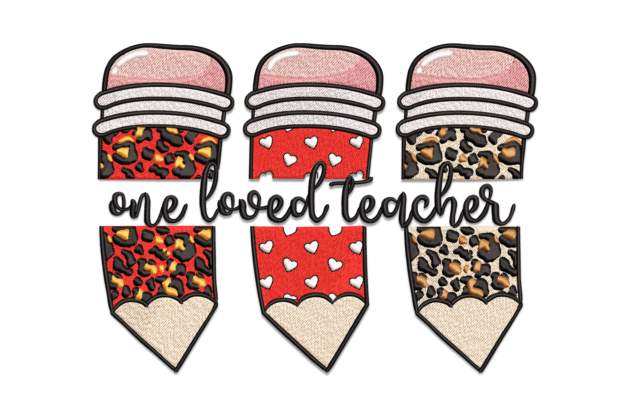 Free One Loved Teacher Pencil Embroidery Design