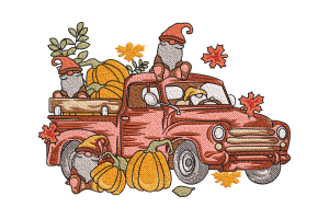 Rustic Autumn Truck Embroidery Design