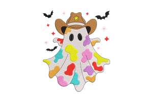 Free Colorful Cowboy Ghost Embroidery Design