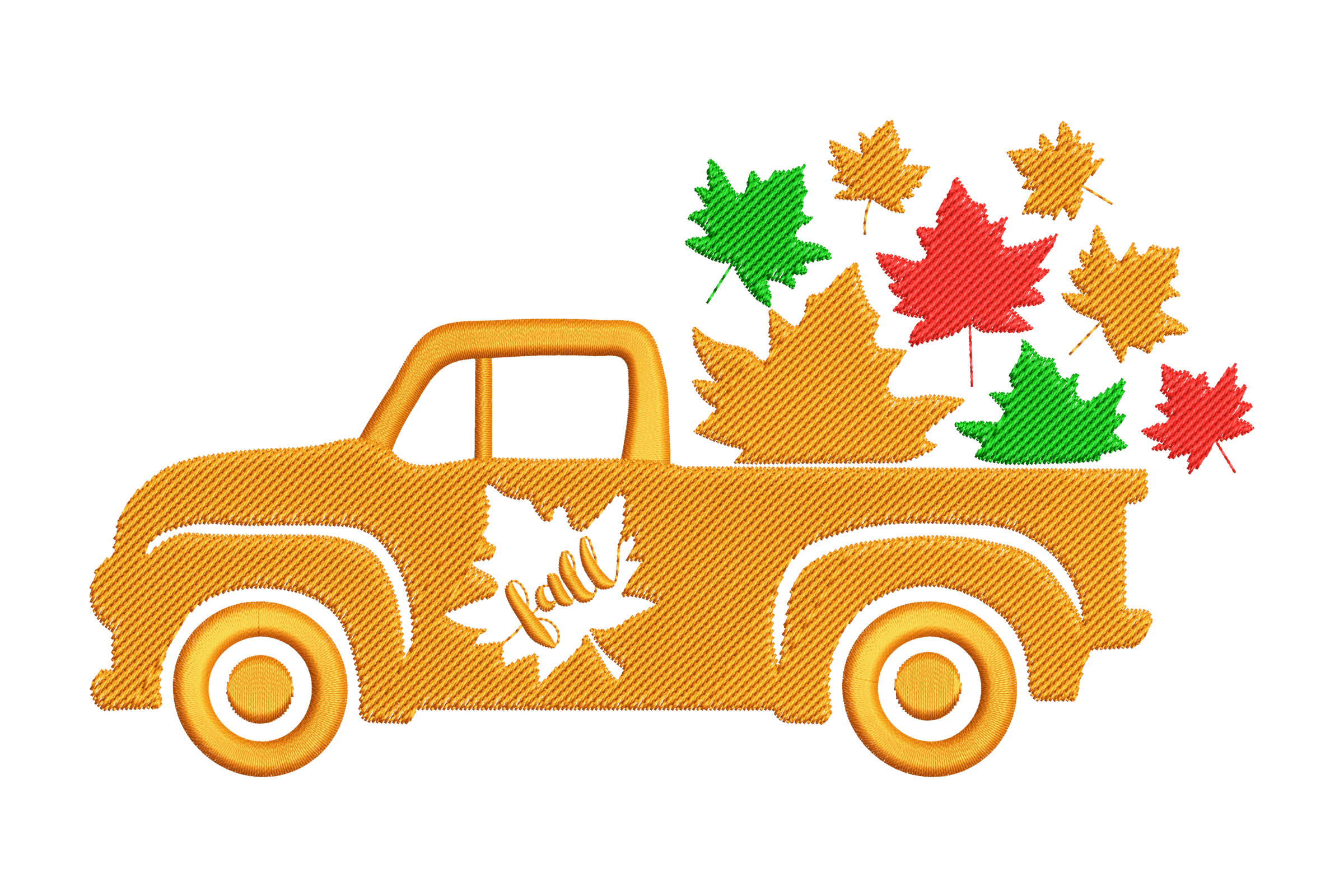 Fall Pickup Truck Embroidery Design