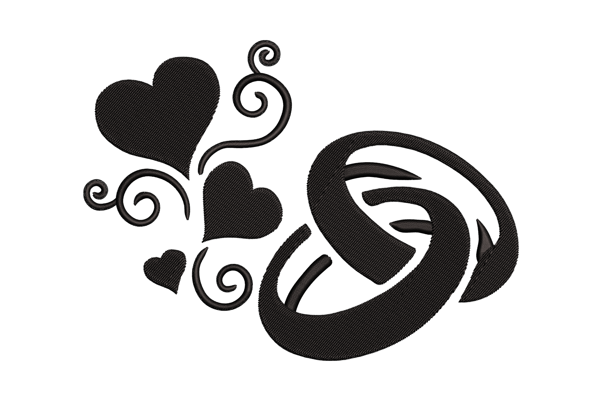 Swirling Hearts and Rings Premium Machine Embroidery Design