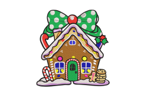 Gingerbread House Christmas Embroidery Design