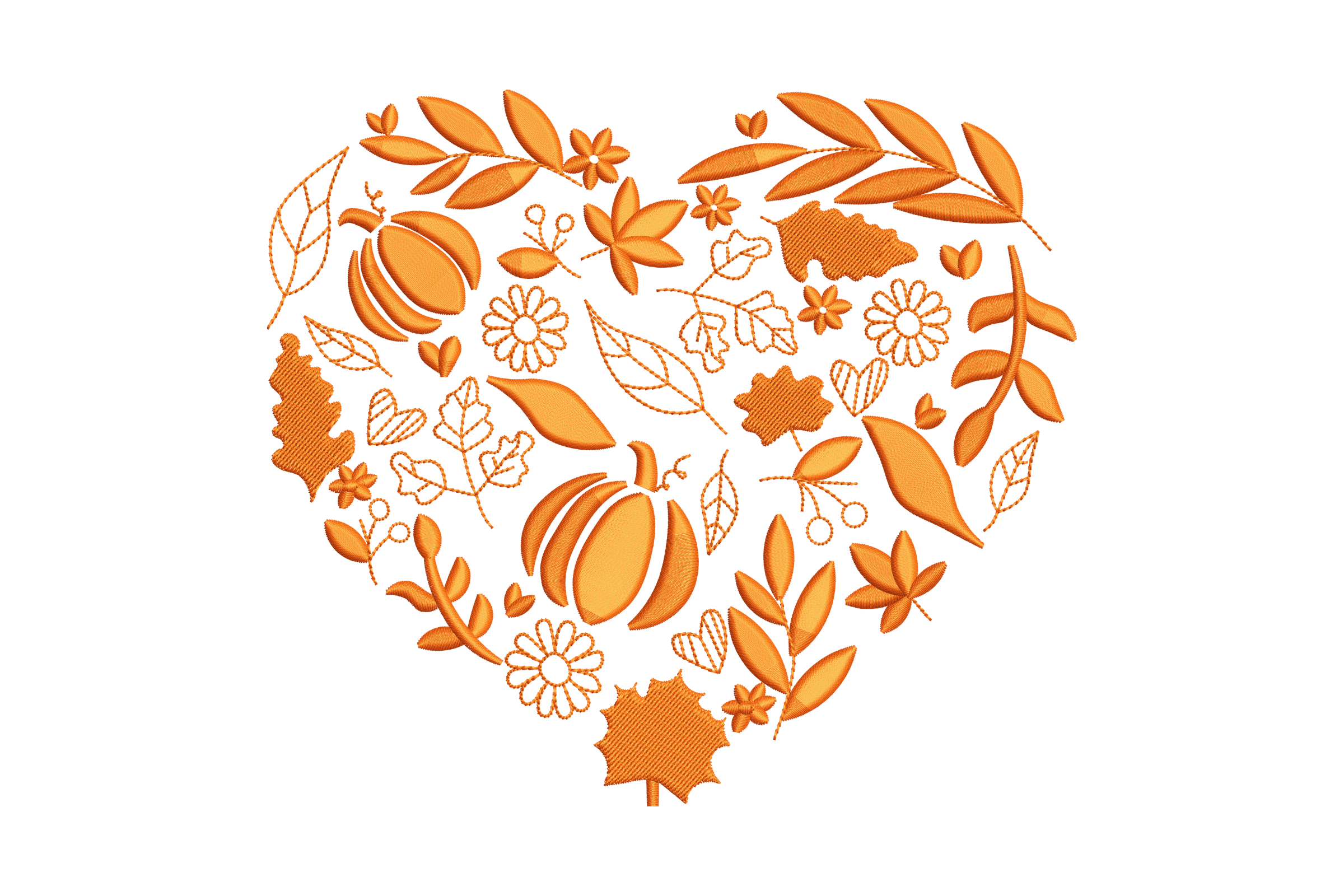 Autumn Heart Floral Machine Embroidery Design