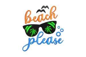 Free Beach Please Embroidery Design