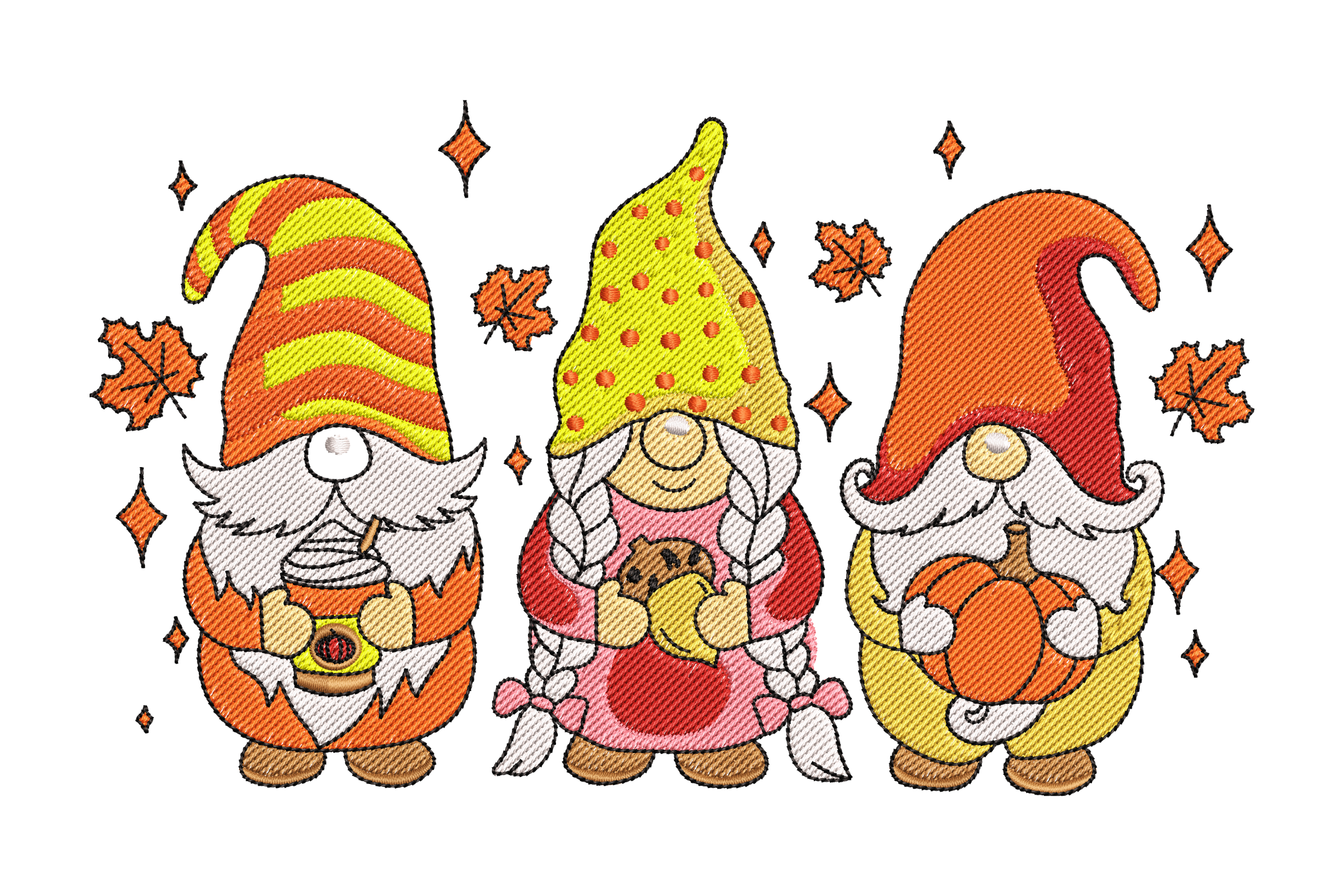 Free Fall Gnome Trio Embroidery Download