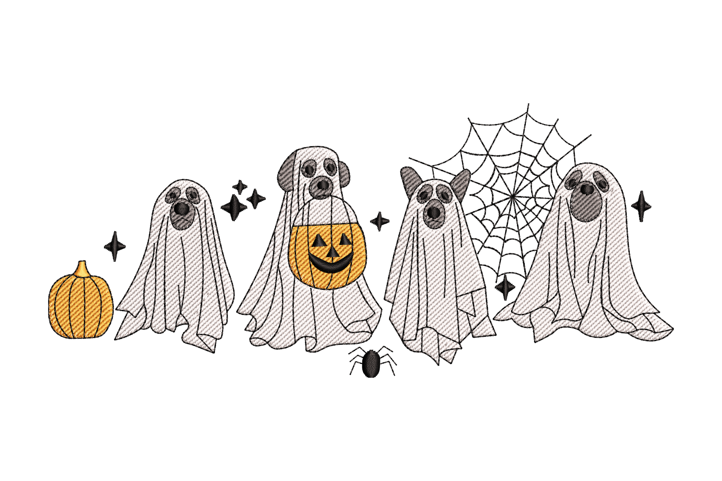 Halloween Dog Ghosts Machine Embroidery Design