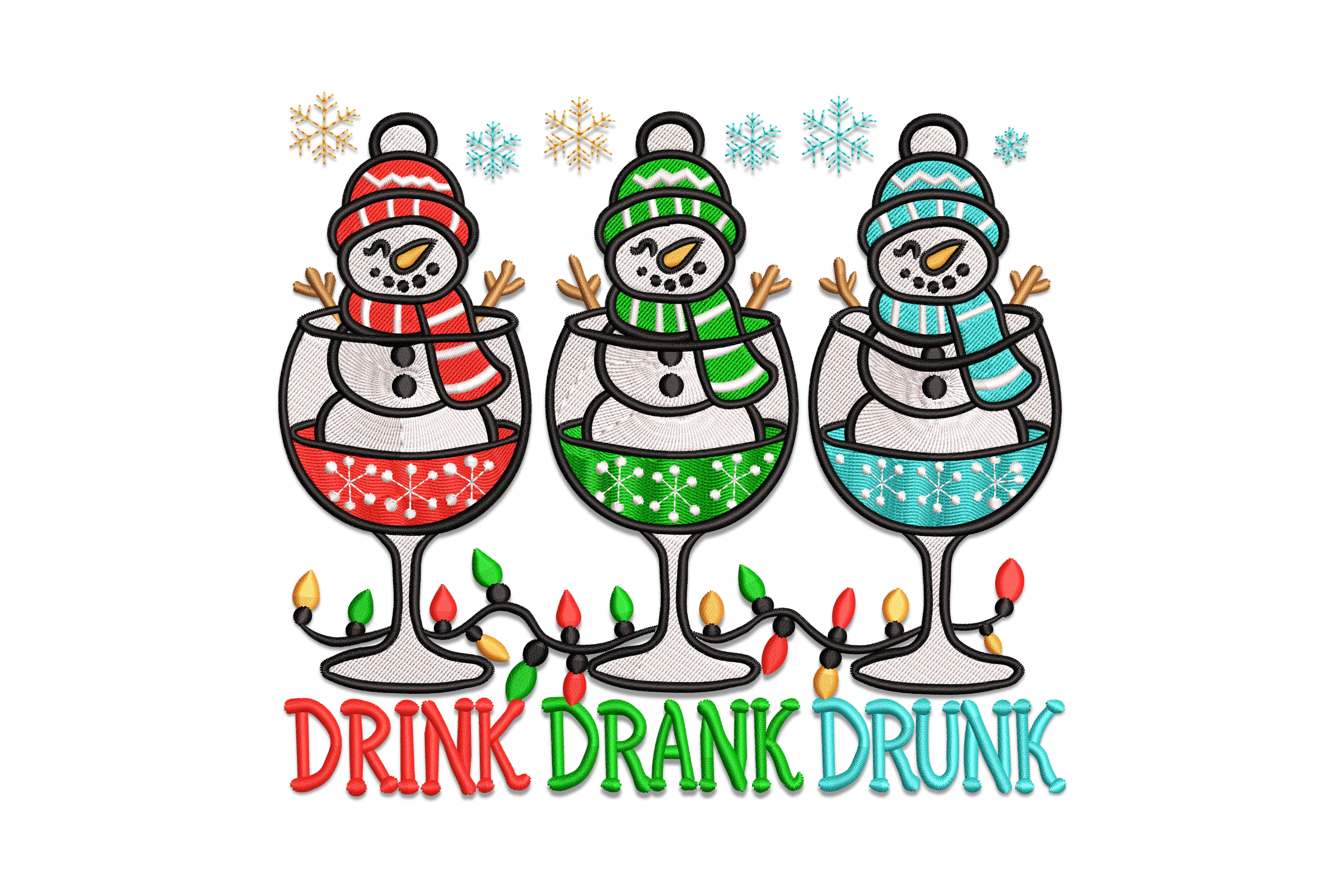 Drink Drank Drunk Snowman Embroidery Design