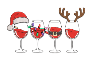 Christmas Wine Glass Embroidery Design