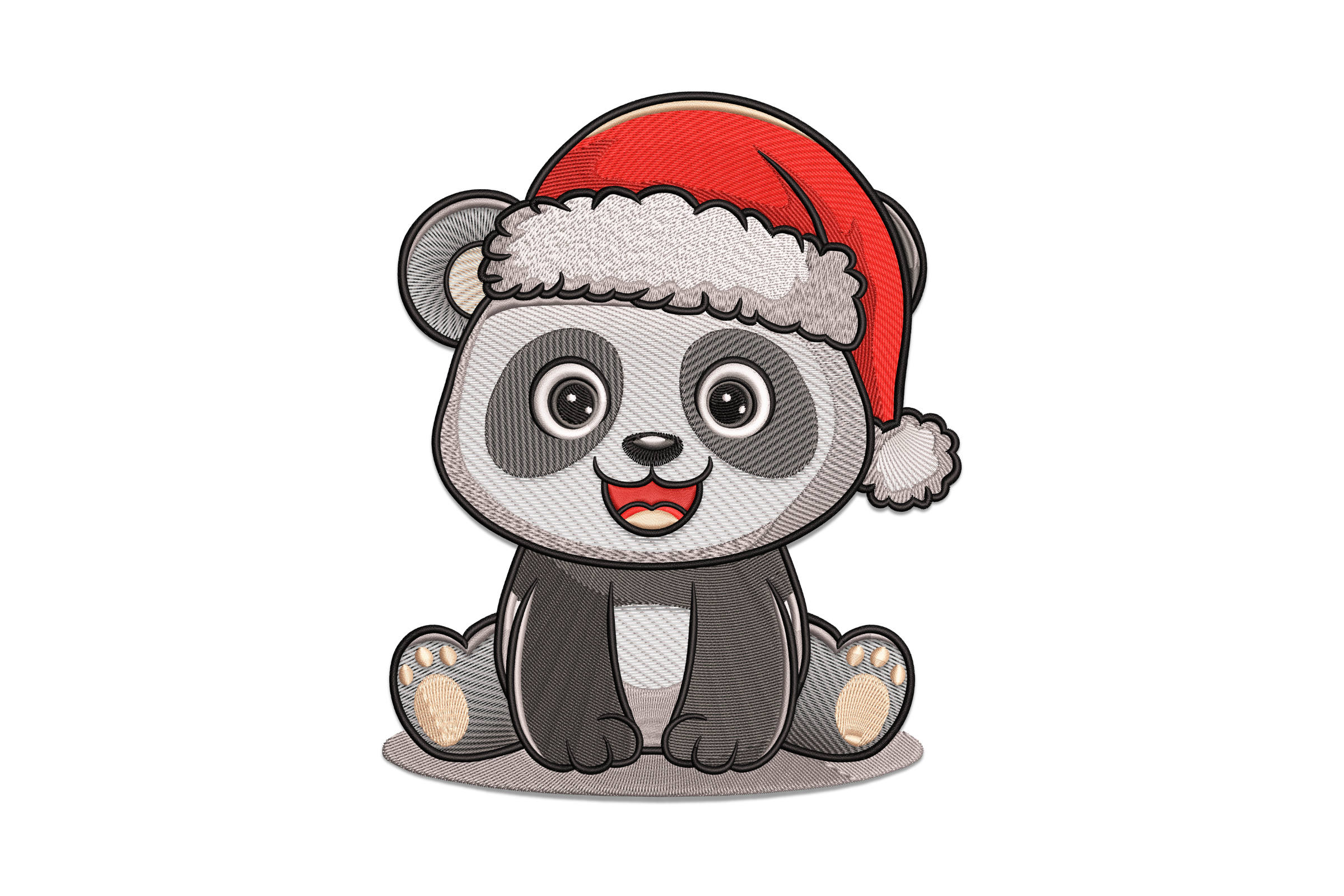 Panda with Santa Hat Machine Embroidery Design