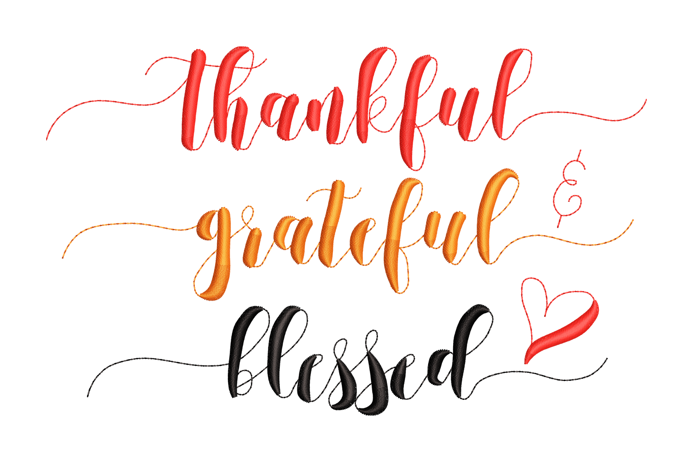 Thankful, Grateful & Blessed Machine Embroidery Design