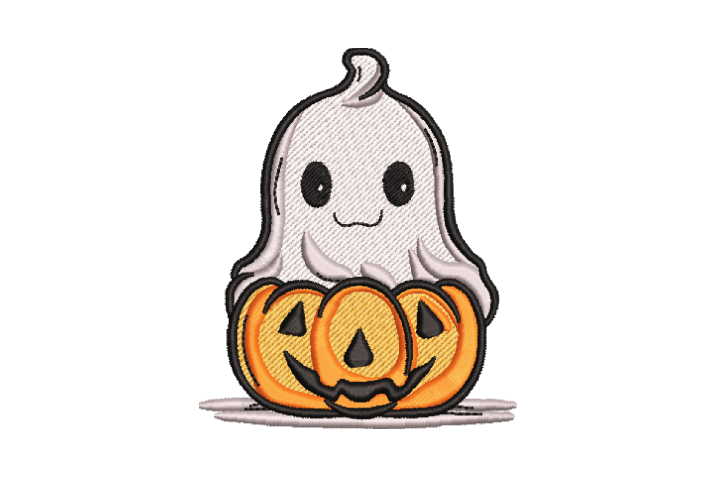 Adorable Ghost Inside Pumpkin Embroidery Design