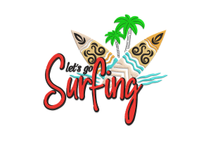 Let’s Go Surfing Machine Embroidery Design