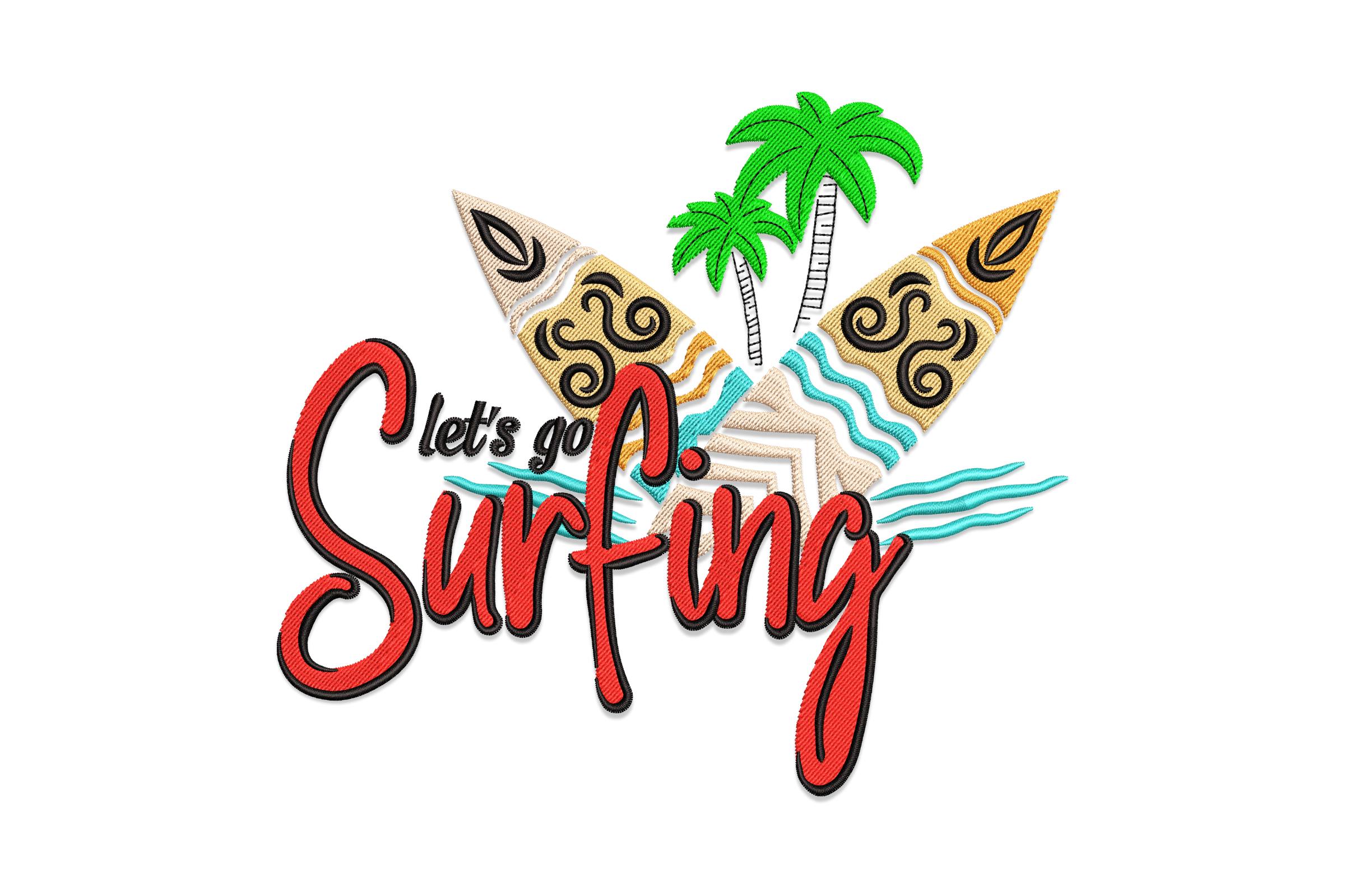 Let’s Go Surfing Machine Embroidery Design