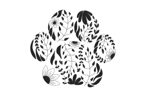 Botanical Paw Print Machine Embroidery Design