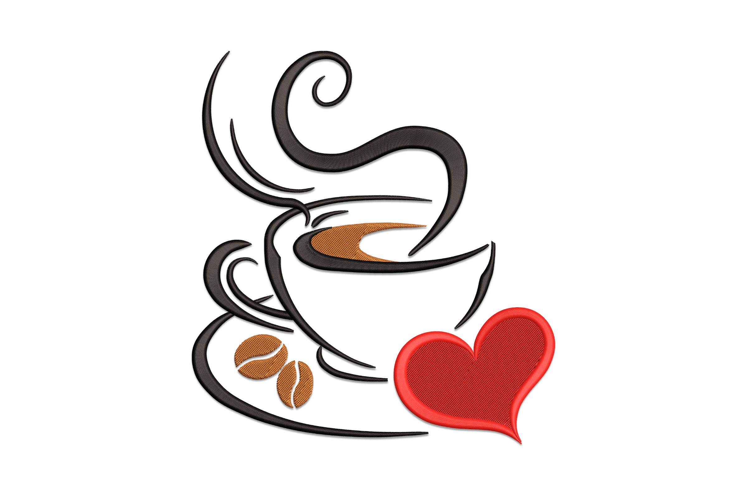 Coffee with Heart Machine Embroidery Design