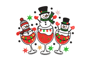 Festive Snowman in Wine Glass Embroidery Design