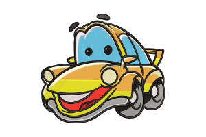 Free Bright Yellow Cartoon Car Machine Embroidery Design