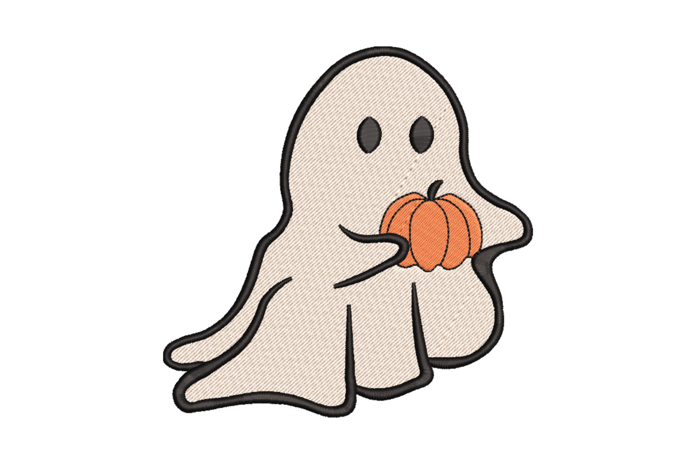 Cute Ghost Holding Pumpkin Embroidery Design