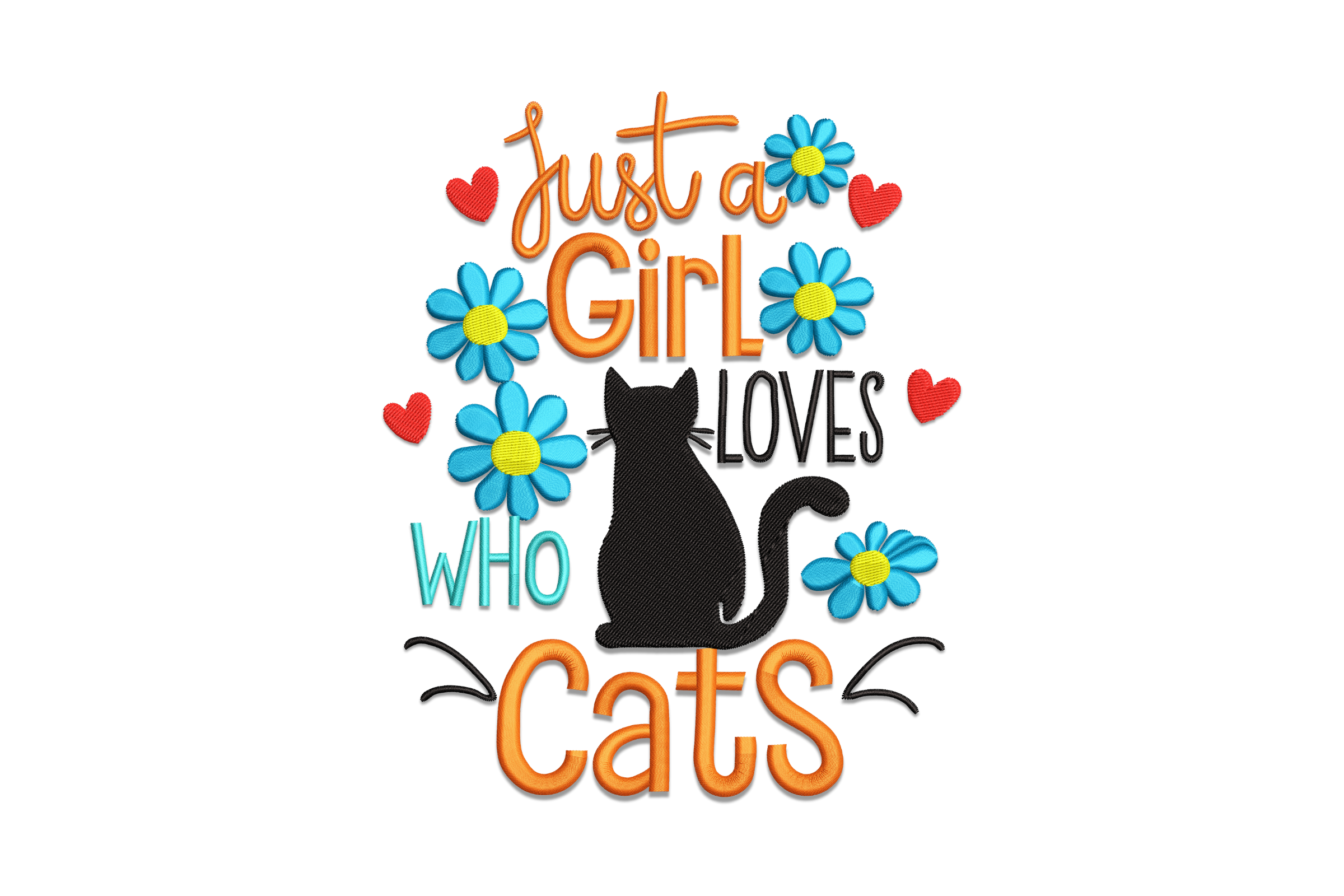 Just a Girl Who Loves Cats Machine Embroidery Design