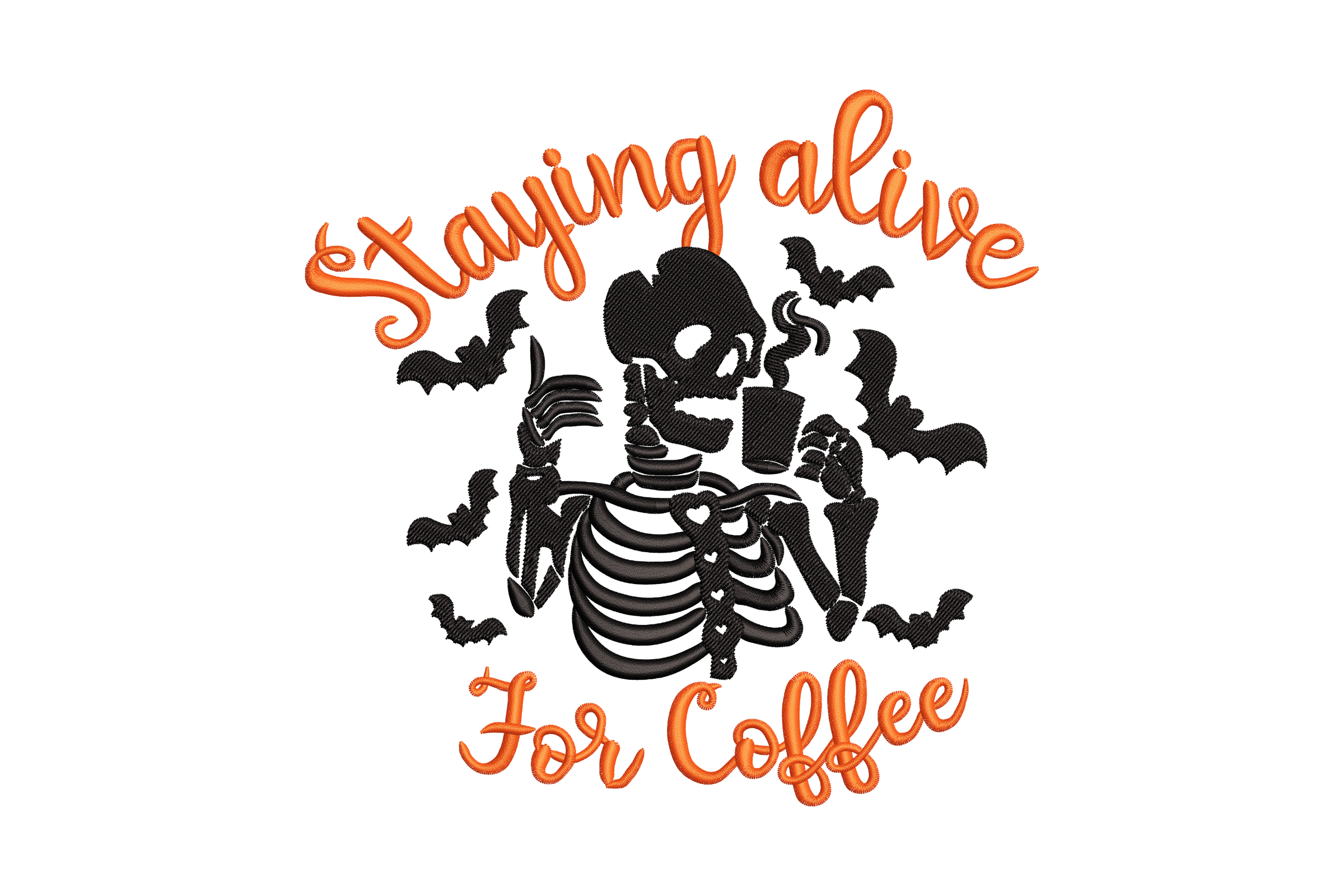 Staying Alive for Coffee Machine Embroidery Design