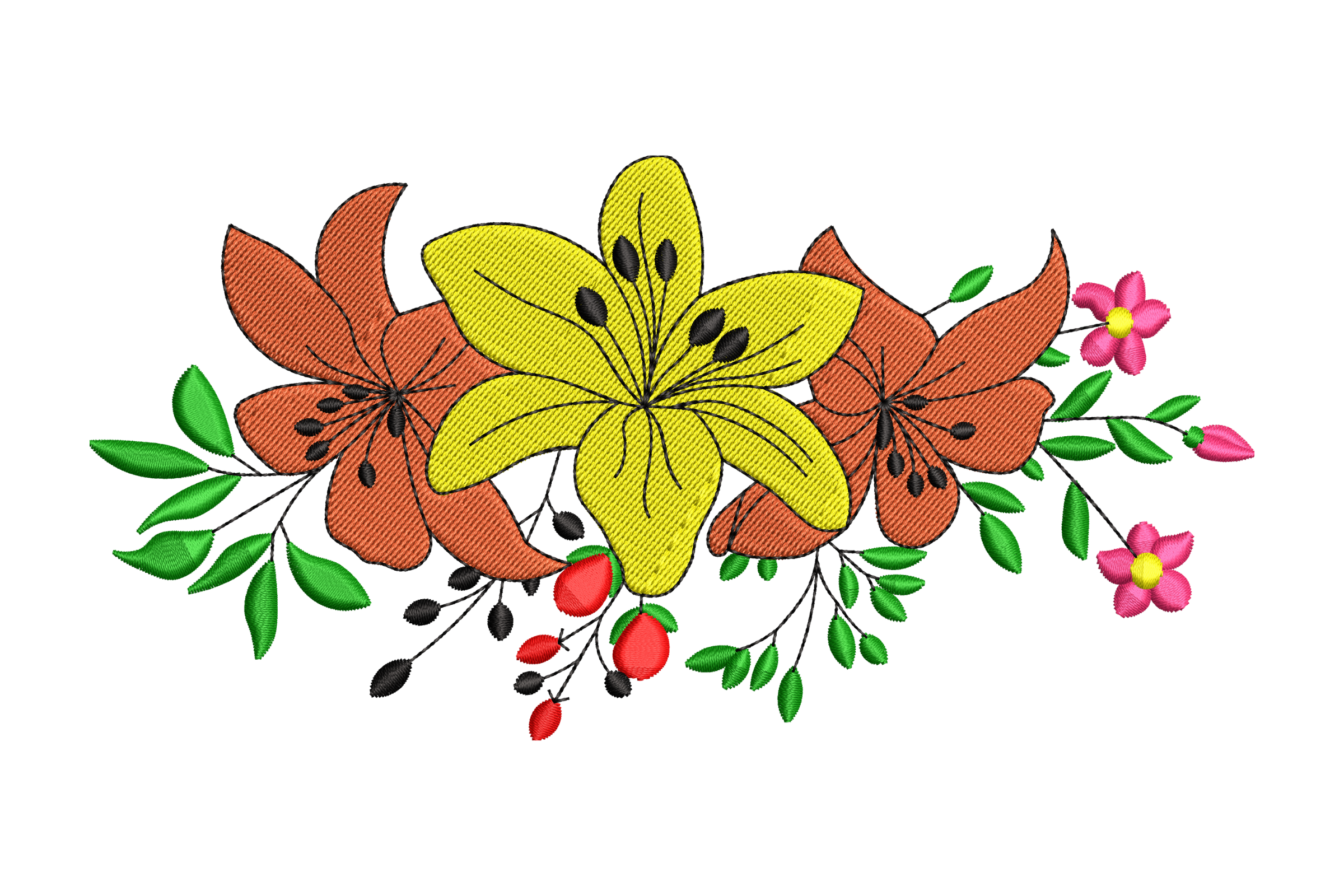 Premium Floral Lily Machine Embroidery Design