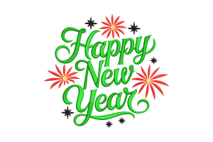 Happy New Year Embroidery Design