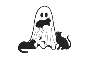 Ghost and Cat Halloween Embroidery Design