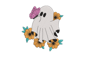 Charming Ghost with Butterfly Premium Embroidery Design