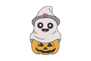 pooky Ghost and Pumpkin Embroidery Design