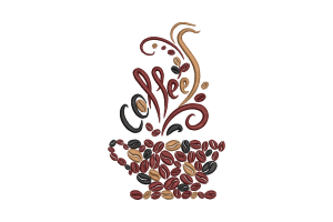 Coffee Beans and Swirls Machine Embroidery Design