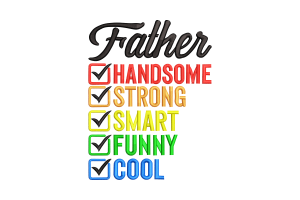 Free Father Checklist Machine Embroidery Design