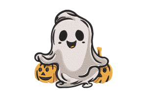 Ghost with Pumpkins Embroidery Design