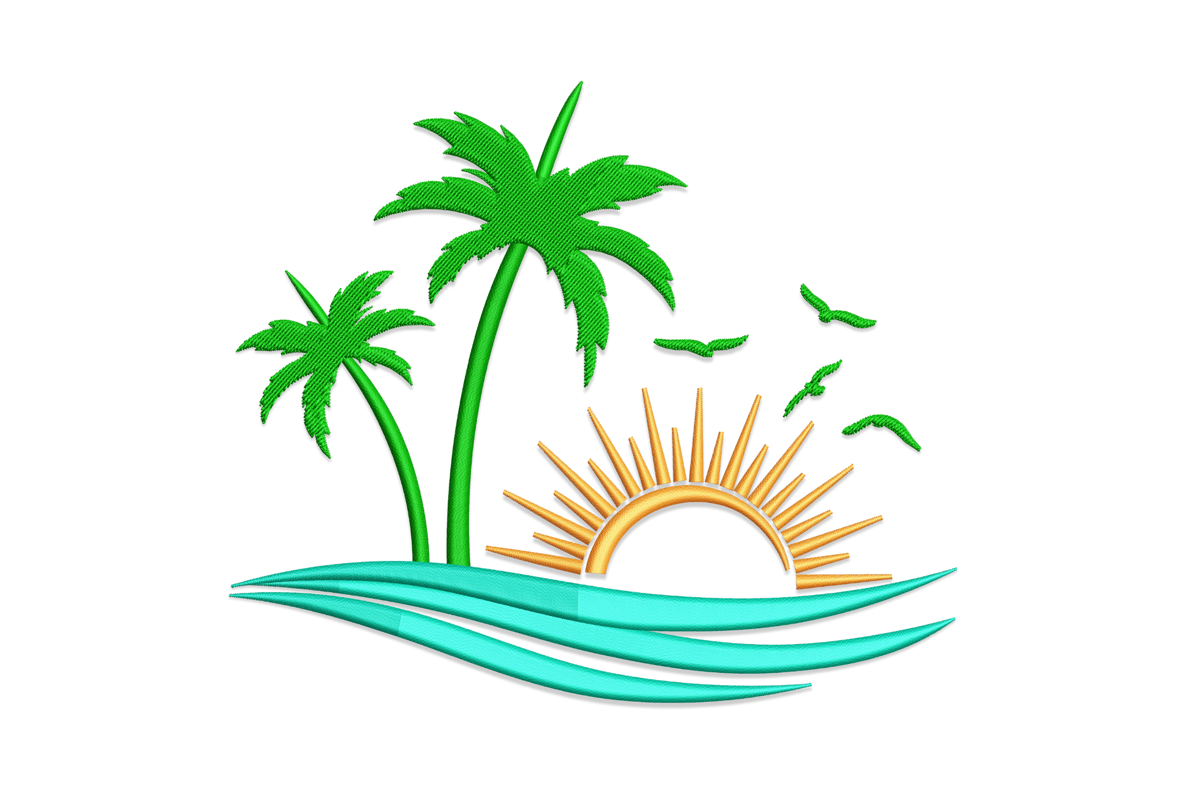 Free Tropical Sunrise Palm Trees Embroidery Design