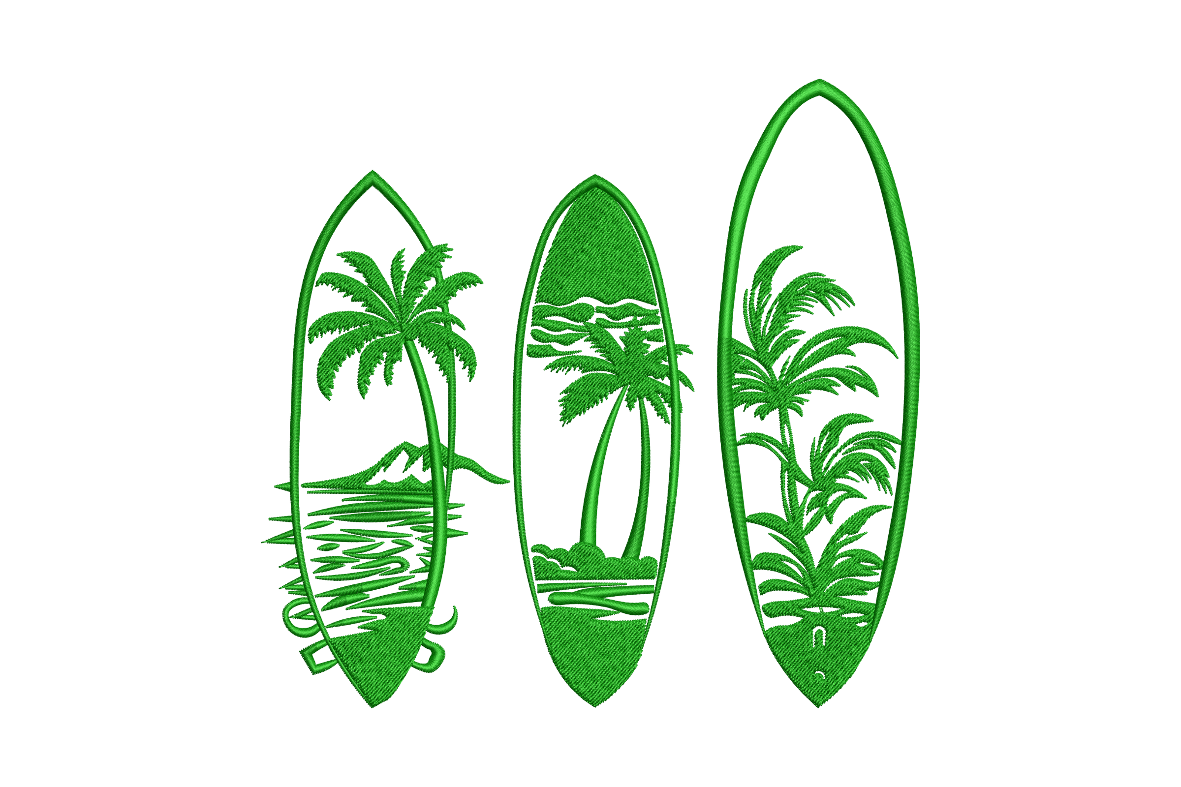 Free Palm Tree Surfboard Embroidery Design