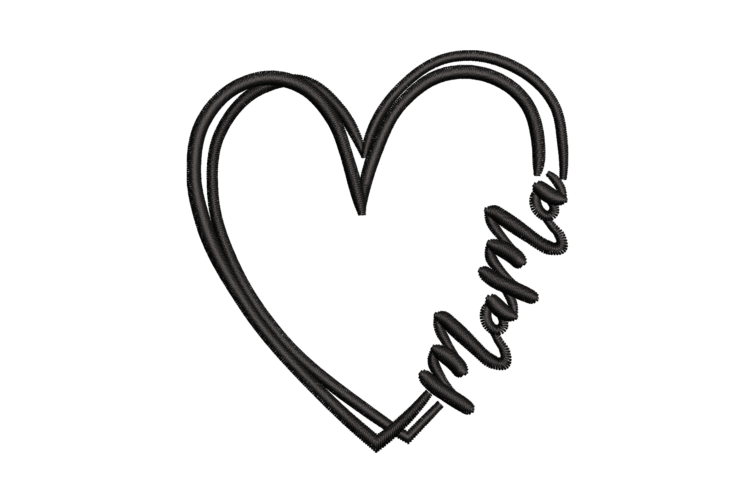 Free Mama Heart Outline Machine Embroidery Design