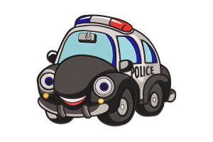 Playful Police Car Machine Embroidery Design