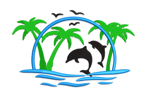 Dolphins and Palms Machine Embroidery Design