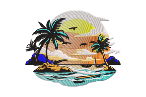 Sunset Island Machine Embroidery Design