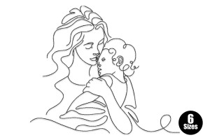 Free Mother and Child Outline Machine Embroidery Design