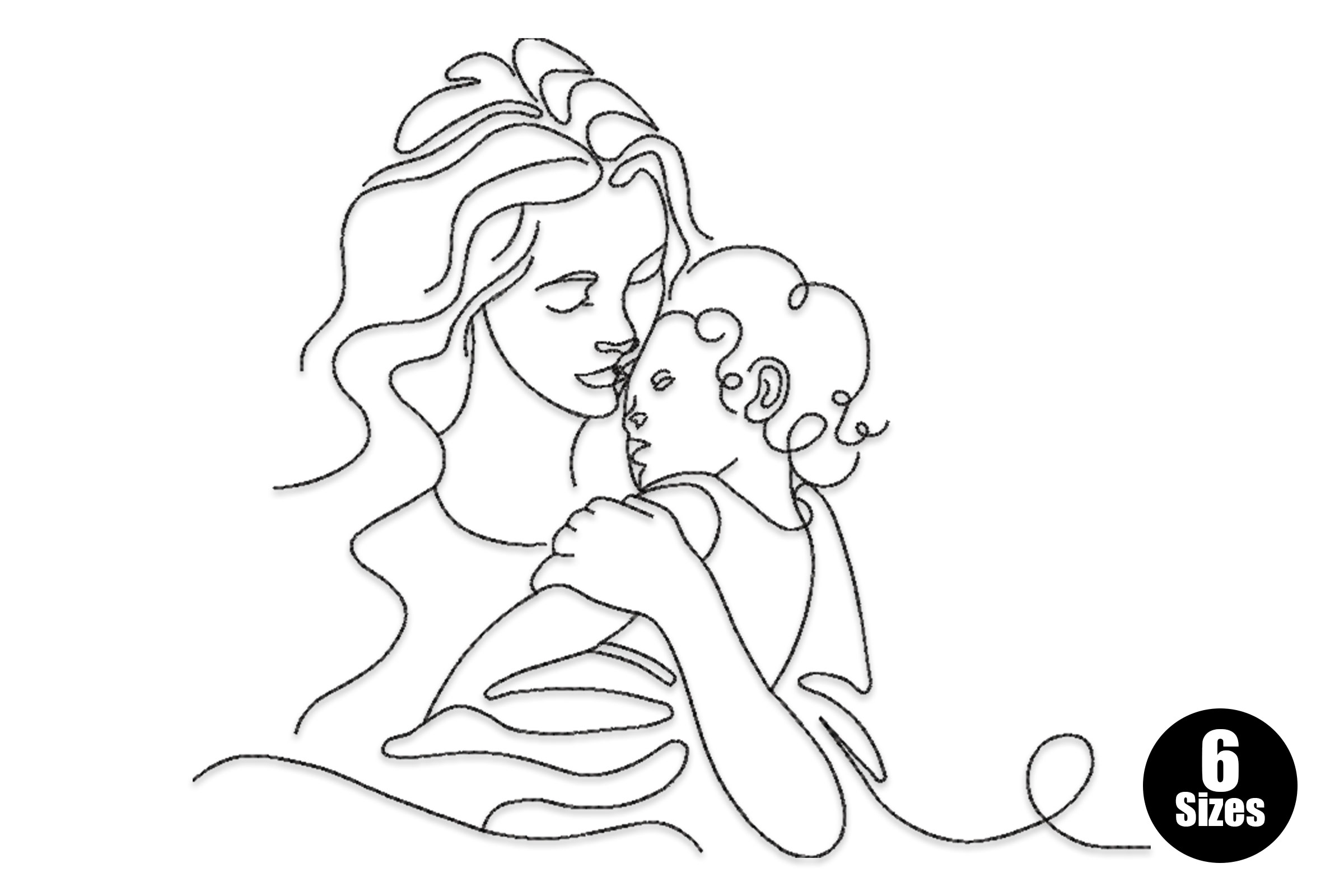 Free Mother and Child Outline Machine Embroidery Design