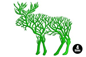 Tree Branch Deer Embroidery Design